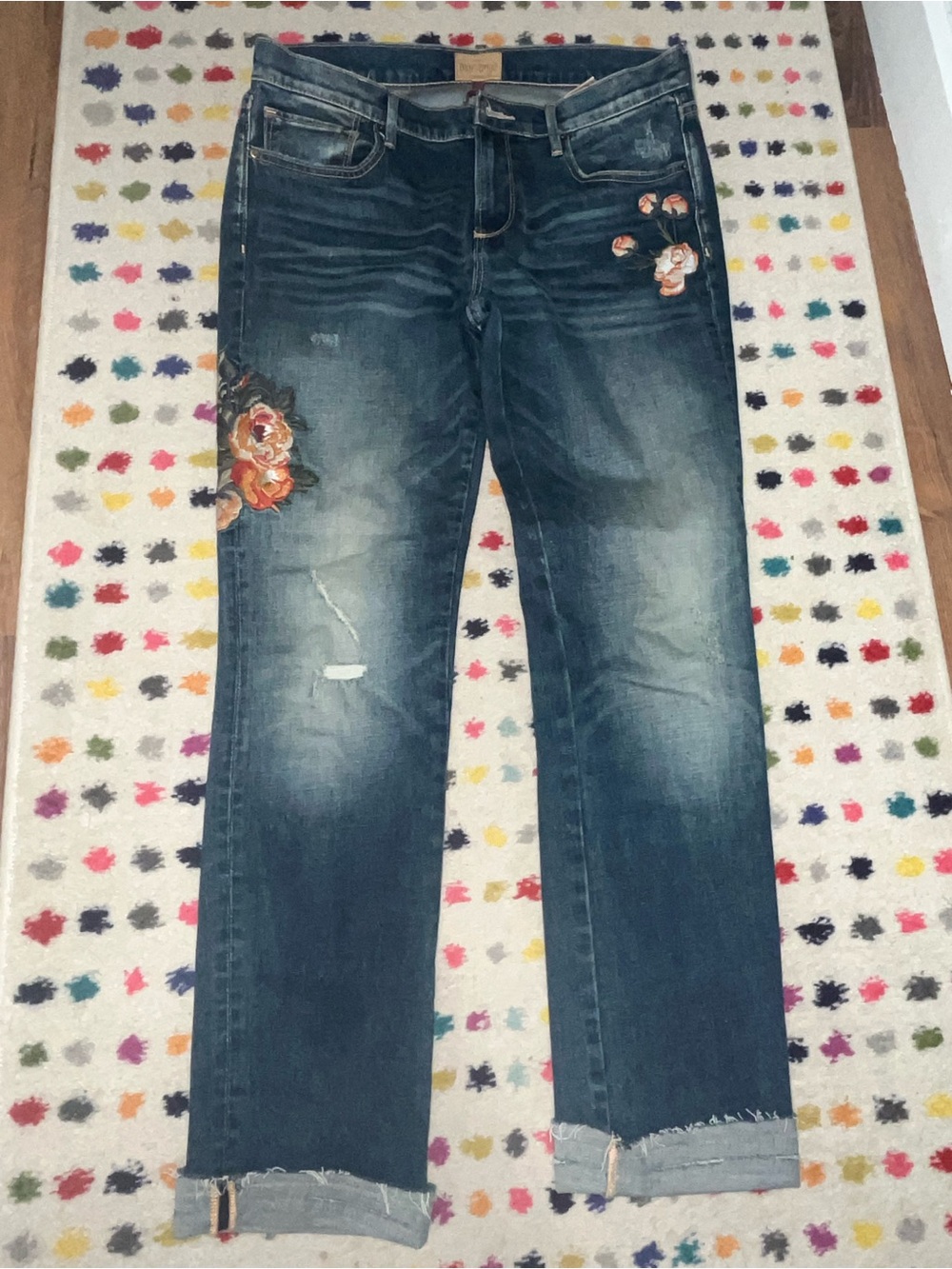 Driftwood Audrey size 29 Classic Fit boho floral embroidered dark wash jeans